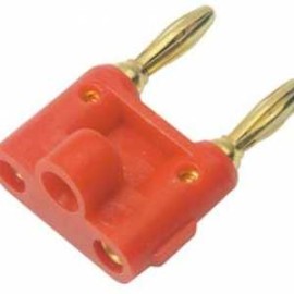 ADAPTADOR 2JACKS A 2PLUGS BANANA DE ORO/ROJO