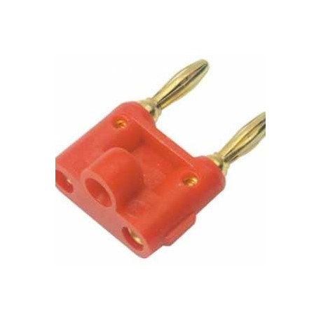 ADAPTADOR 2JACKS A 2PLUGS BANANA DE ORO/ROJO